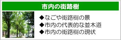 なごや街路樹の景、市内の代表的な並木道、市内の街路樹の現状など市内の街路樹に関することは、こちらをご覧ください。